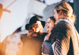 happy holidays, women, talking, laugh, happy, friends, casual, outdoors, people