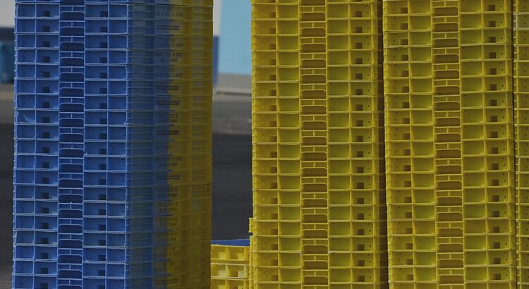 crates, plastic, stacking, colors, dock, yellow, blue, factory, shouted, crates, factory, shouted, shouted, shouted, shouted, shouted
