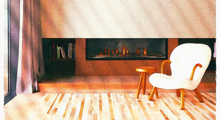 Living Room Watercolor Fireplace  - AnnaliseArt / Pixabay